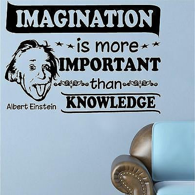 Stickers. Vinyl Wall Decal. Quotes. Albert Einstein: Imagination is more important.