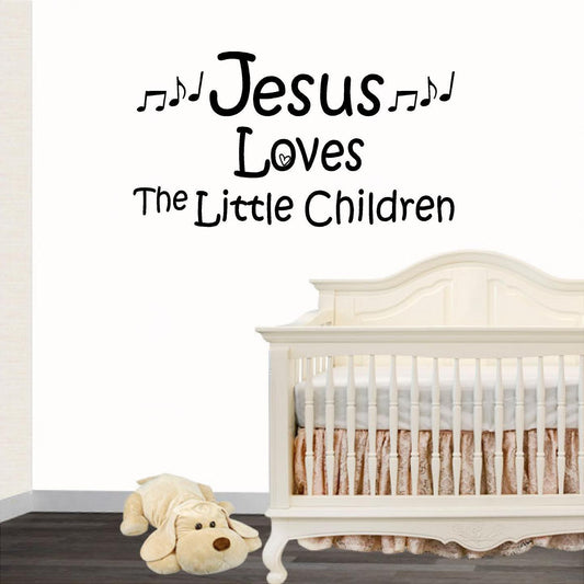 Stickers. Vinyl Wall Decal. Inspiration. Jesus Loves The Little Children.  Music Notes.