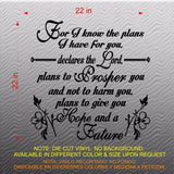 Christian Home Decor. Wall Decal. Bible Scripture: Jeremiah 29:11