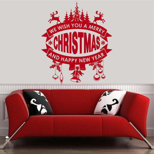Stickers. Vinyl Wall Decals. Christmas Decorations. We Wish you a Merry Christmas & Happy New Year