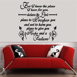 Christian Home Decor. Wall Decal. Bible Scripture: Jeremiah 29:11