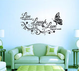 Quotes Decals. Wall Decal. Home Decor. Wall Art Decals.  Live, Laugh and Love.