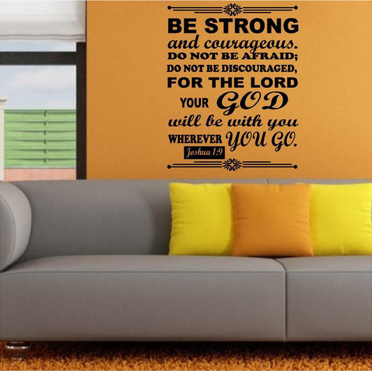 Stickers. Vinyl Wall Decal. Bible Scripture: Joshua 1:9