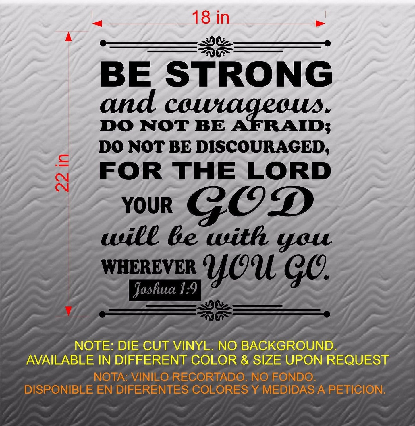 Stickers. Vinyl Wall Decal. Bible Scripture: Joshua 1:9