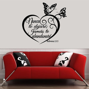 Spanish Wall Decals. Inspirational Wall Decal. Christian Home Decor. Biblia. Hebreos 13:5