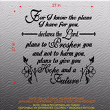 Christian Home Decor. Wall Decal. Bible Scripture: Jeremiah 29:11