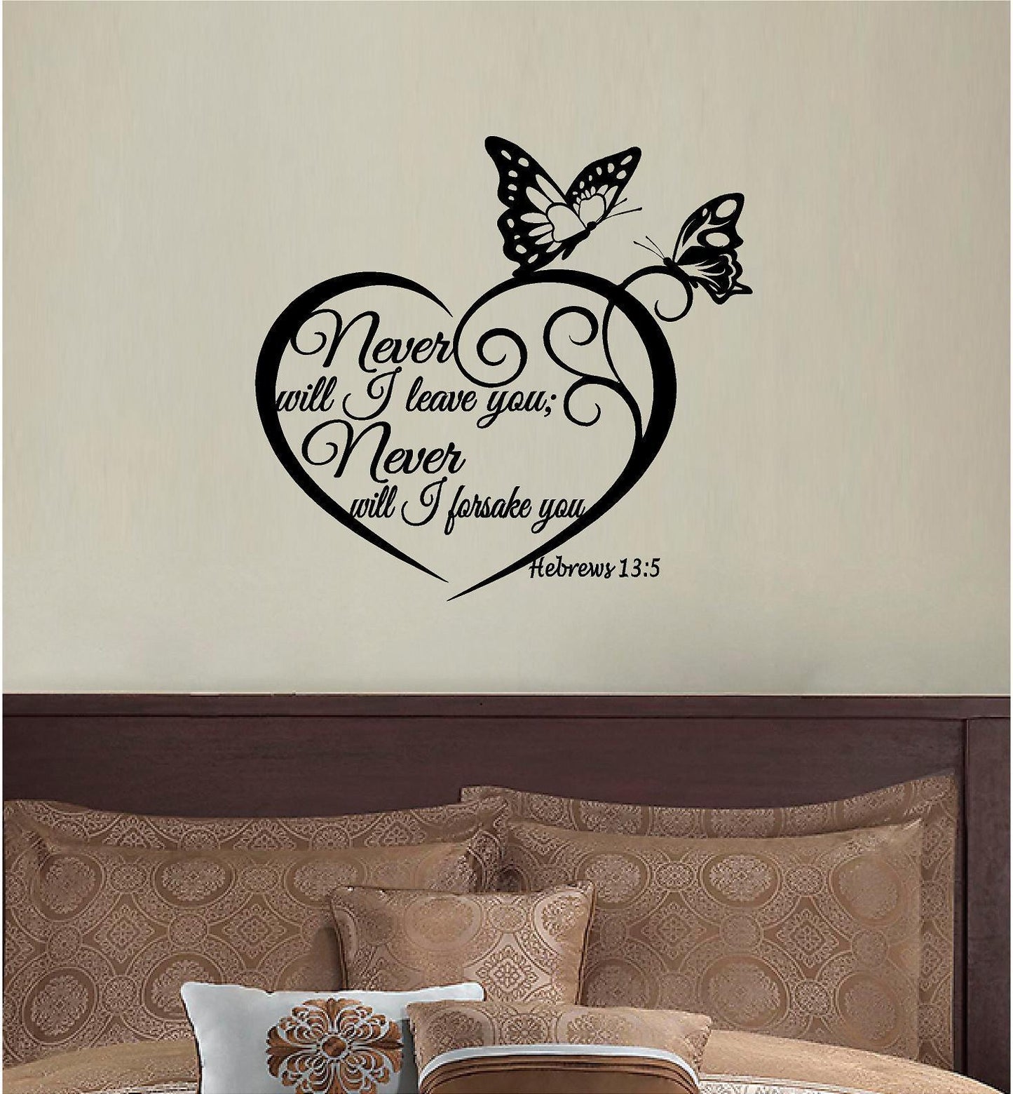 Stickers. Vinyl Wall Decal. Bible Scripture: Hebrews 13:5