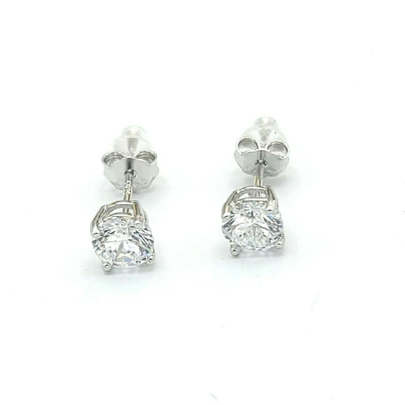 Solid 925 Sterling Silver. Solitaire 5mm CZ Earrings Unisex Stylish Men Women