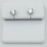 Solid 925 Sterling Silver. Solitaire 5mm CZ Earrings Unisex Stylish Men Women
