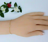 Solid 925 Sterling Silver - Gold Plated. Cross Crystals Bracelet. Religious.