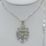 Solid 925 Sterling Silver. Caravaca de la Cruz Cross Crucifix Pendant Necklace Unisex