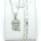 Solid 925 Sterling Silver. Jesus Face Pendant Necklace w chain. Hip Hop Jewelry