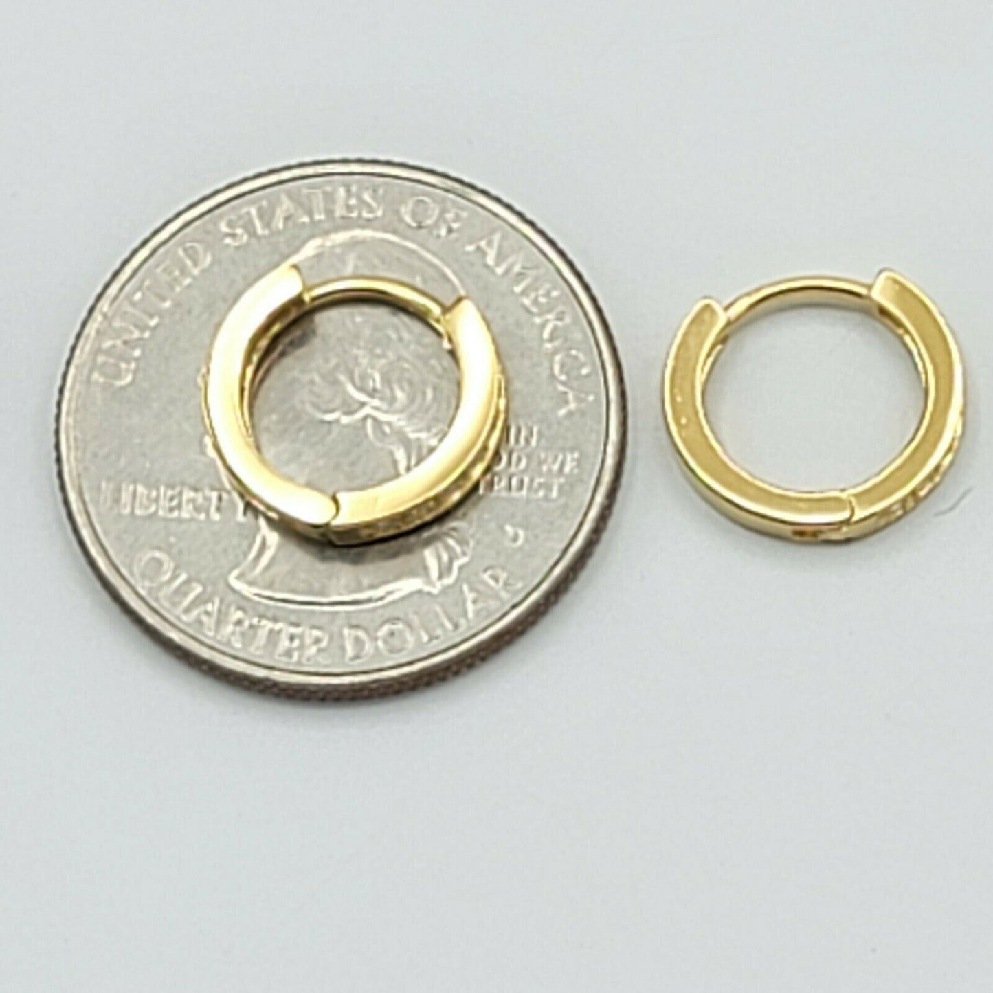 Solid 925 Sterling Silver. Tiny Small Round CZ Hoops Earrings. Unisex. 12mm D - 1.8mm