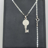 Solid 925 Sterling Silver. Double Sided Saint Benedict Key Pendant Necklace San Benito