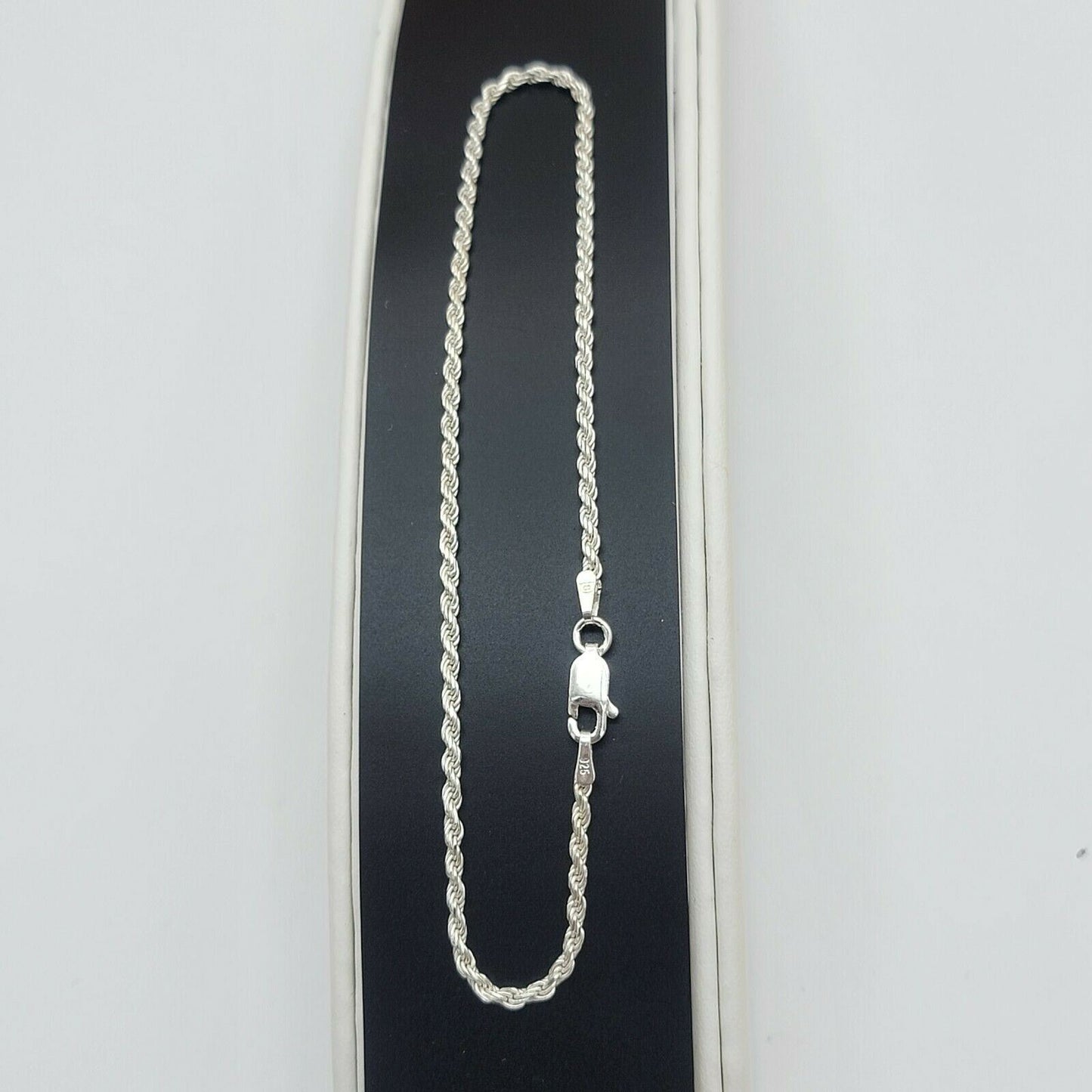 Solid 925 Sterling Silver. Rope Style Chain Anklet Bracelet. Tobillera.