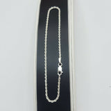Solid 925 Sterling Silver. Rope Style Chain Anklet Bracelet. Tobillera.