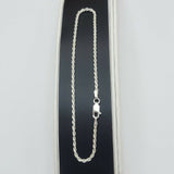 Solid 925 Sterling Silver. Rope Style Chain Anklet Bracelet. Tobillera.