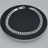 Solid 925 Sterling Silver. Curb Cuban Chain Bracelet - 5.2mm. Unisex