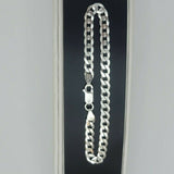 Solid 925 Sterling Silver. Curb Cuban Chain Bracelet - 5.2mm. Unisex