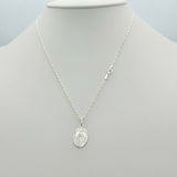 Solid 925 Sterling Silver. Miraculous Medal Pendant & Chain Necklace Milagrosa