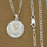 Solid 925 Sterling Silver. Our Lady Guadalupe Pendant Necklace. Virgen Guadalupe