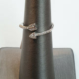 Solid 925 Sterling Silver. Arrow with Cubic Zirconias Ring. Open Pointed