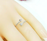 Solid 925 Sterling Silver. Arrow with Cubic Zirconias Ring. Open Pointed