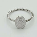 Solid 925 Sterling Silver. High Polished Miraculous Medal Ring. La Milagrosa