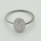 Solid 925 Sterling Silver. High Polished Miraculous Medal Ring. La Milagrosa