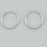 Solid 925 Sterling Silver. Plain Hoop Endless Earrings. Unisex Stylish Men Women