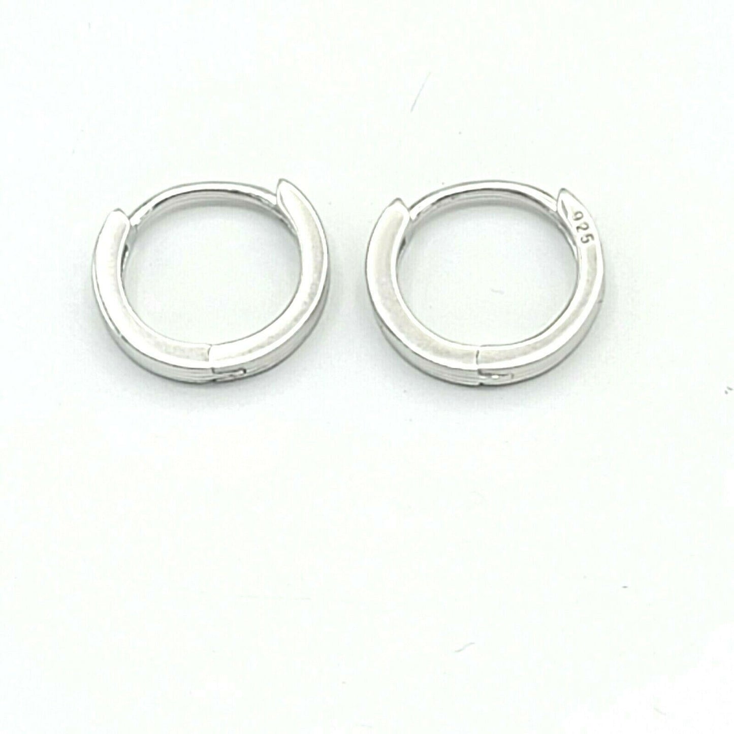 Solid 925 Sterling Silver. Plain Hoop 2mm Earrings. Unisex Stylish Men Women