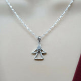 Solid 925 Sterling Silver. My Cute Little Angel CZ Pendant & Chain Jewelry