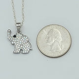 Solid 925 Sterling Silver. CZ Cute Elephant Pendant & Chain.