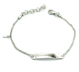 Solid 925 Sterling Silver. ID Bracelet for Kids. Cutout Cross & Charm Silver Gold