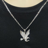 Solid 925 Sterling Silver. CZ ICY BLING EAGLE PENDANT (Optional Chain)