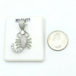 Solid 925 Sterling Silver. Scorpion Pendant SCORPIO ICY. Optional Chain