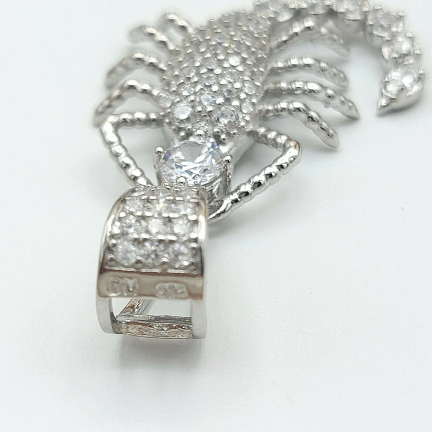 Solid 925 Sterling Silver. Scorpion Pendant SCORPIO ICY. Optional Chain