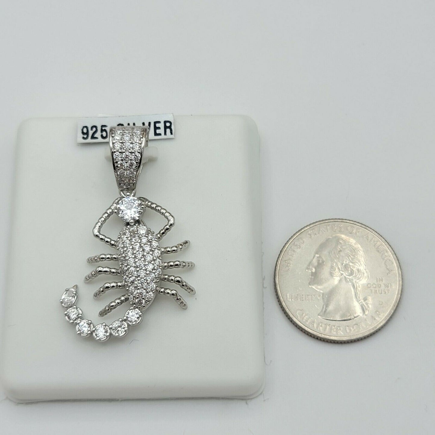 Solid 925 Sterling Silver. Scorpion Pendant SCORPIO ICY. Optional Chain