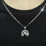 Solid 925 Sterling Silver. Horse Shoe Talisman Pendant with Optional Chain. Horse Head