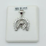 Solid 925 Sterling Silver. Horse Shoe Talisman Pendant with Optional Chain. Horse Head