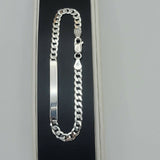 Solid 925 Sterling Silver. Curb Link ID Chain Bracelet - 4.5mm. Unisex