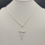 Solid 925 Sterling Silver. Cross Crucifix Pendant Necklace Unisex
