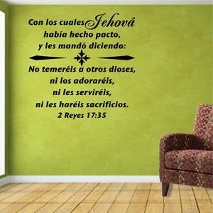 Spanish Wall Decals. Vinilos Decorativos. Versículo de la biblia: 2 Reyes 17:35