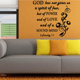 Christian Home Decor. Wall Decal. Bible Scripture:  2 Timothy 1:7 Spirit of Love
