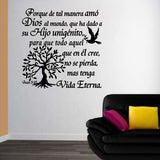 Spanish Wall Decals. Inspirational Wall Decal. Christian Home Decor. Biblia. Juan 3:16