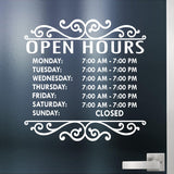 Custom Decal - Business Hours. Store Hours Decal. Style 2