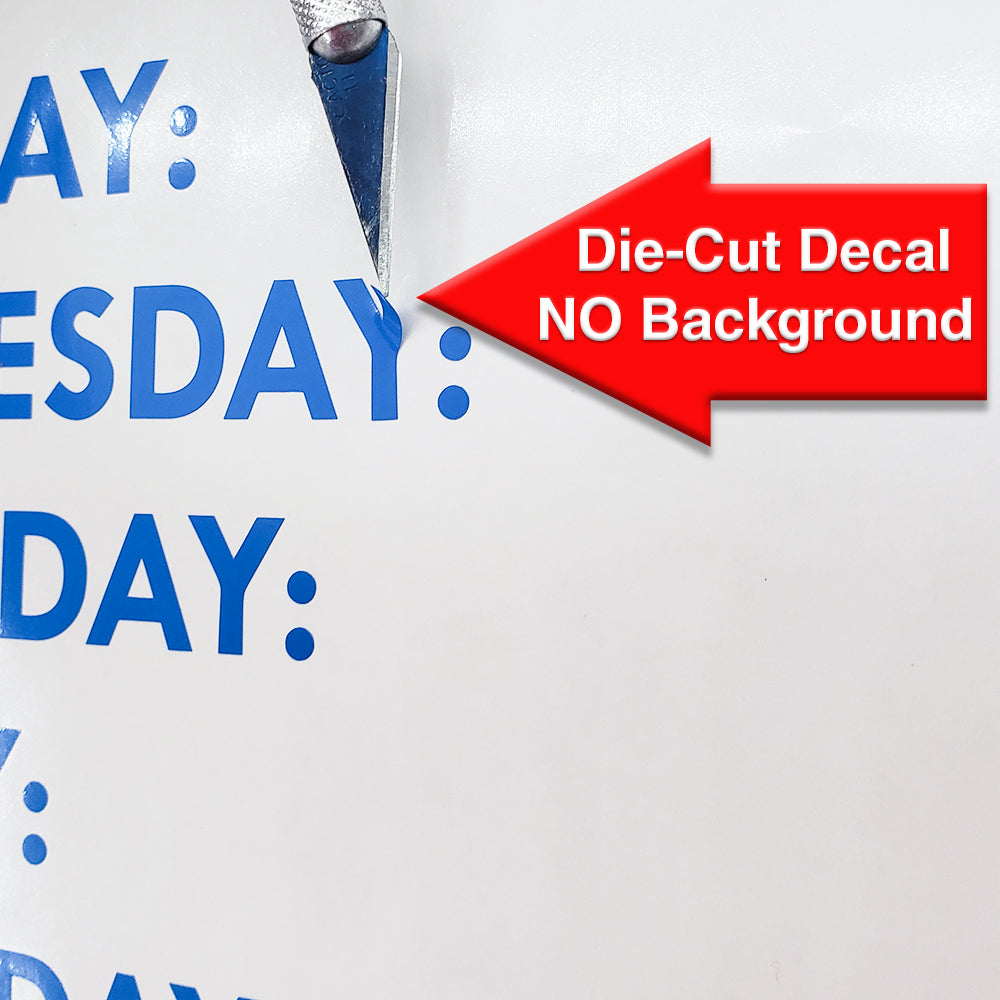 Custom Decal - Business Hours. Store Hours Decal. Style 2