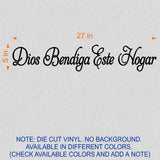 Spanish Wall Decals. Dios Bendiga Este Hogar. Vinilo Decorativo. Wall Decal. (27in x 5in)