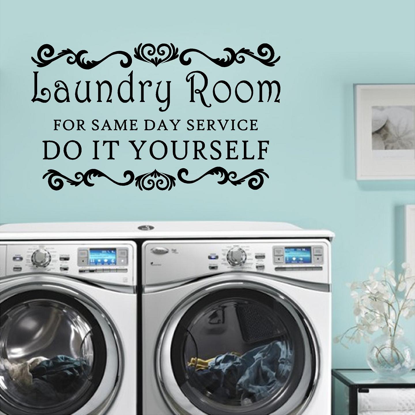 Stickers. Vinyl Wall Decal. Laundry Room Decor. For Same Day Service. Do it Yourself.