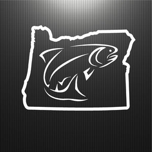 Decals - Stickers. USA. Oregon Map.  Fishing.